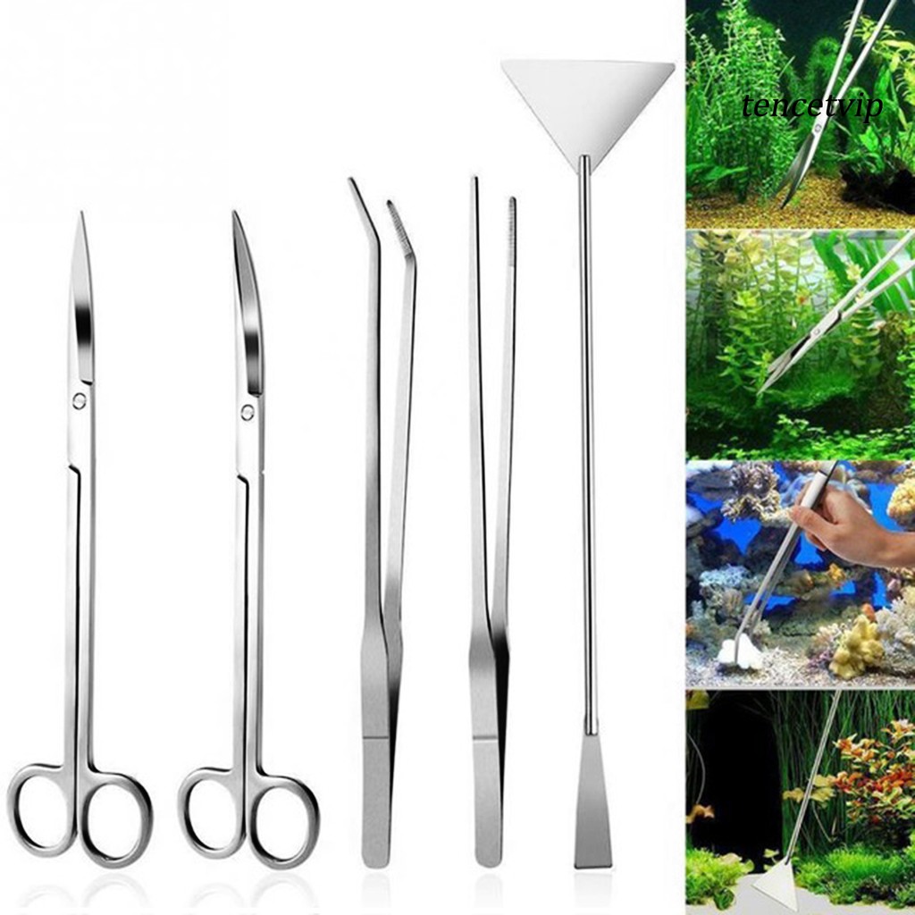 Set 3 / 5 Dụng Cụ Chăm Sóc Cây Thủy Sinh Bằng Thép Không Gỉ