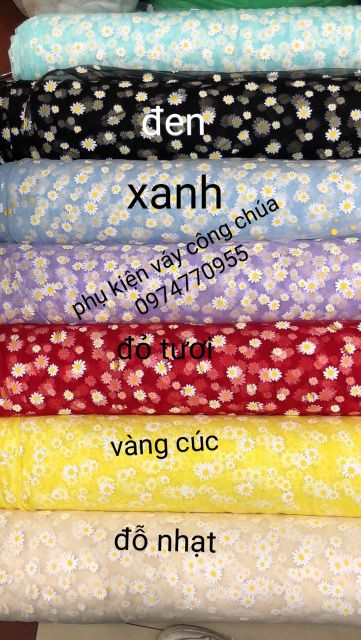 Vải voan lưới hoa cúc