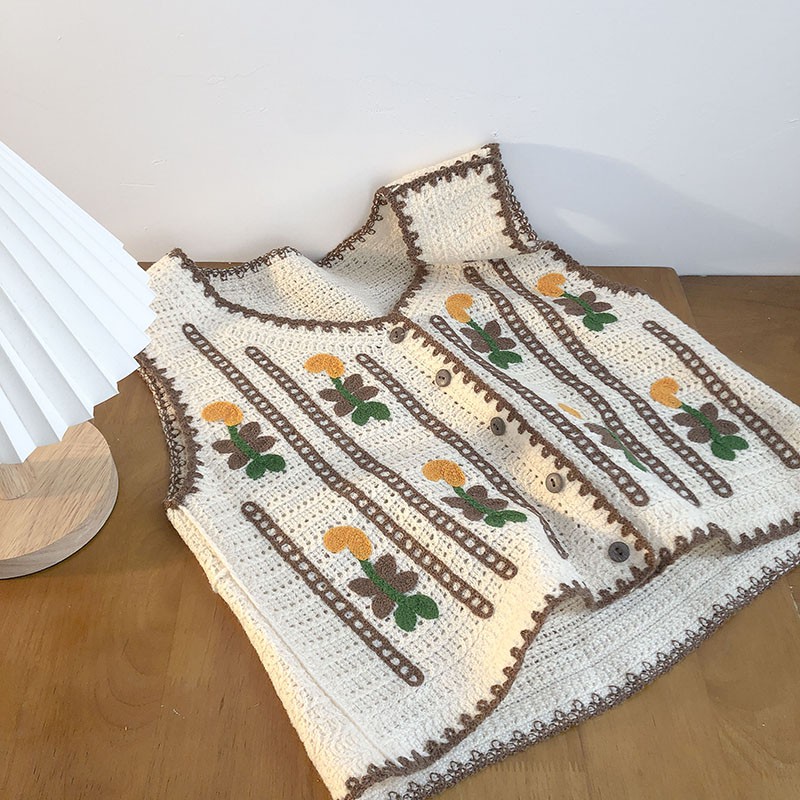 Áo len cardigan dệt kim phong cách retro, phong cách Hàn Quốc phối đồ cực xinh
