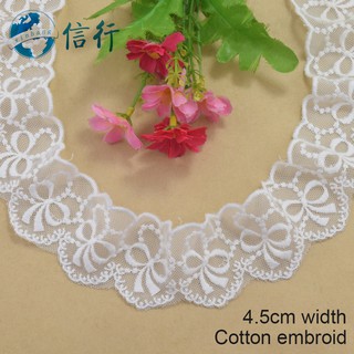 4.5cm rộng cotton thêu ren cạnh ren vải guipure diy trims mini váy ren ruy băng may mặc Phụ kiện 4156