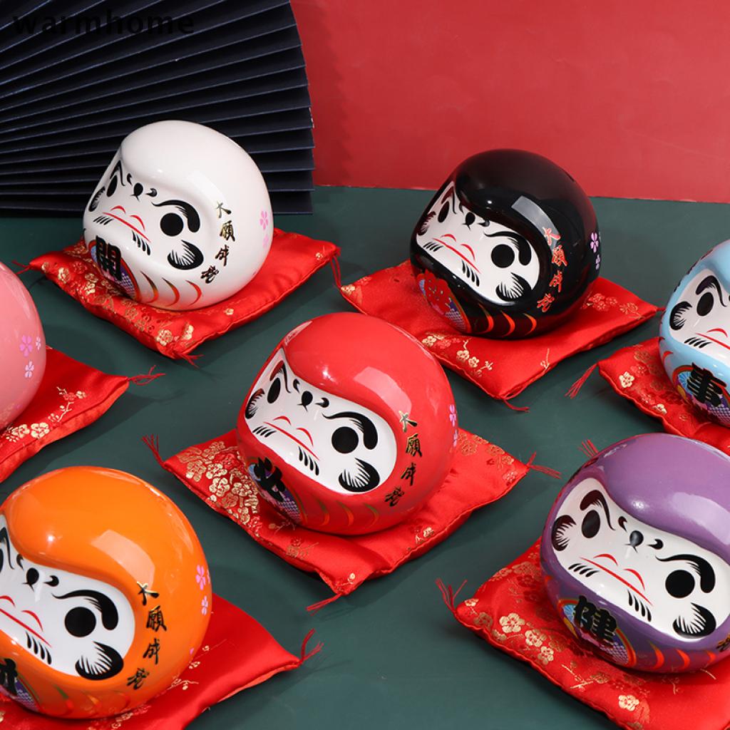 Whvn  Japanese Ceramic Daruma Doll Lucky Charm Fortune Ornament Craft Piggy bank Jelly