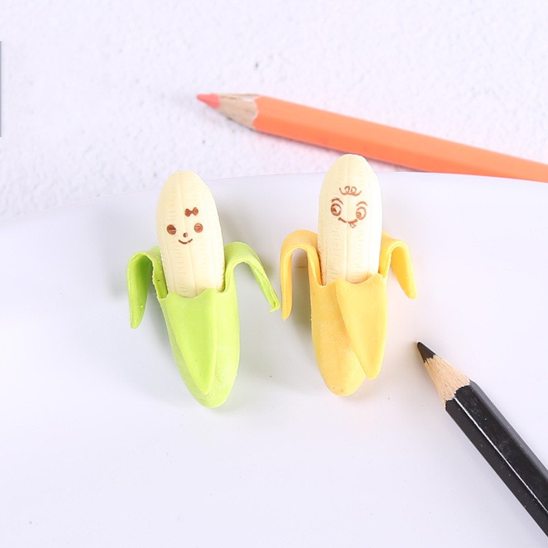 2 Gôm Bút Chì Hình Quả Chuối Dễ Thương