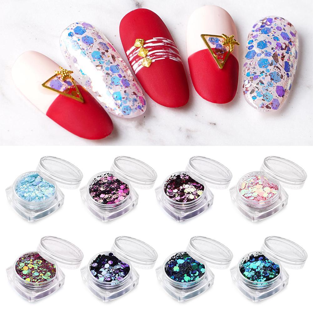 1 Hộp Sequin Lục Giác Lấp Lánh Trang Trí Móng Nghệ Thuật