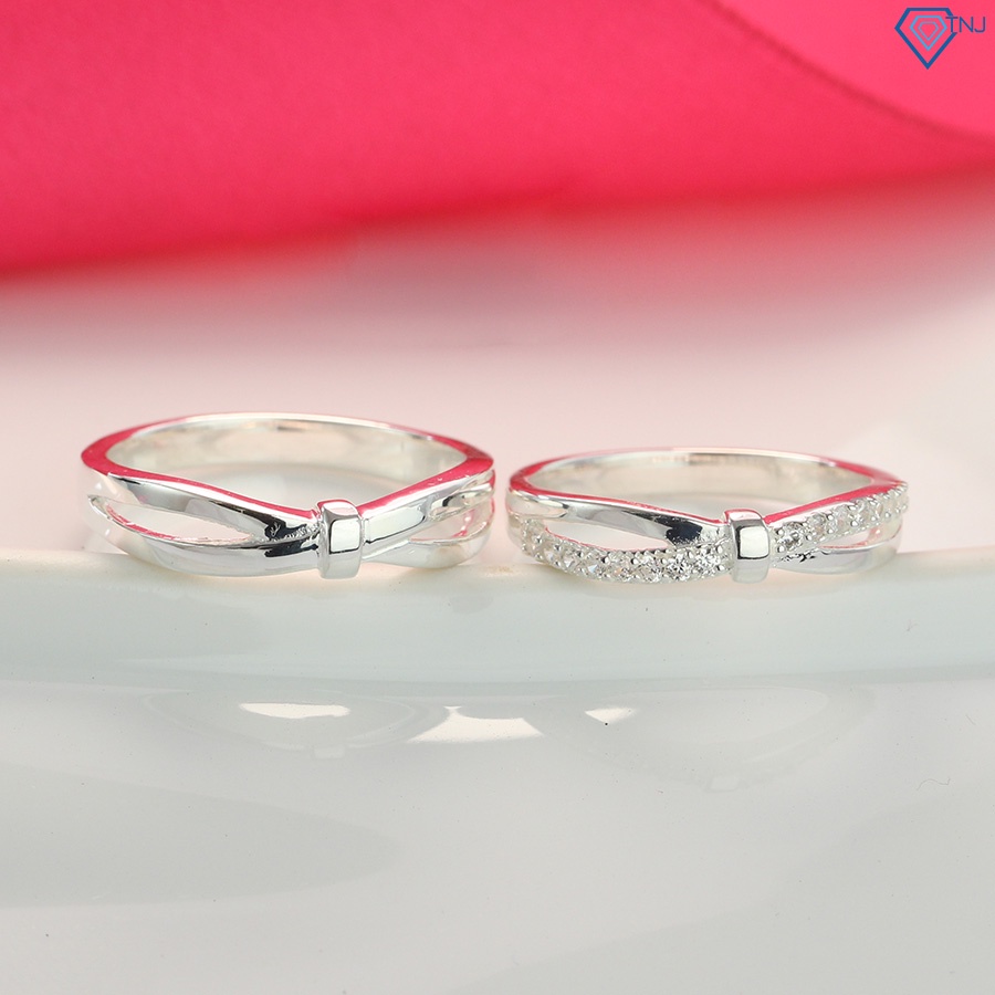 Nhẫn bạc cặp 925 nam nữ đính đá khắc tên ND0408 Trang Sức TNJ