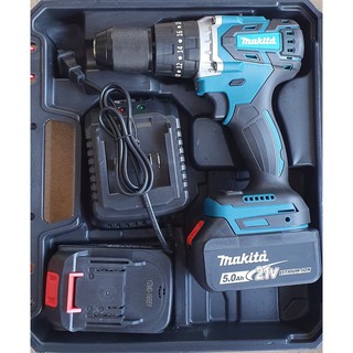Máy khoan Pin Makita 21v không chổi than- Có chế độ búa, Pin 10 cell điện áp 5.0Ah