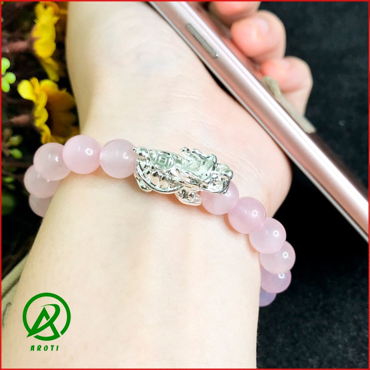 Vòng Tay Phong Thủy Mệnh Hỏa- Vòng Tay Mã Não Hồng 8mm Mix Long Quy Bạc Độc Lạ V381-8