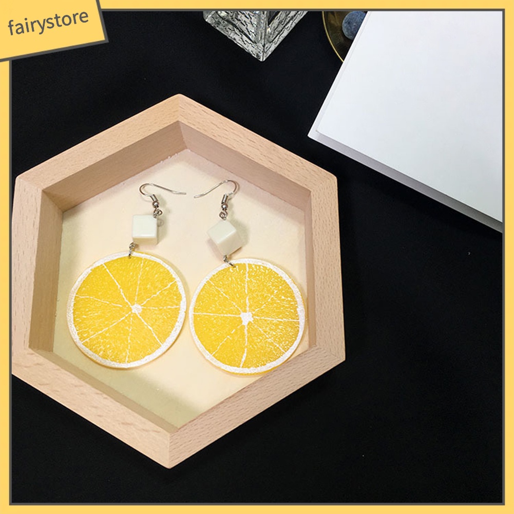 Đôi khuyên tai acrylic hình lát cam/chanh dễ thương cho bạn nữ