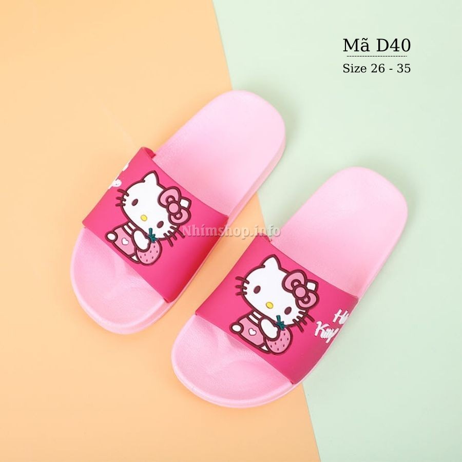 Dép bé gái cho trẻ em học sinh 3  -10 tuổi hình hello kitty Model 2021 quai ngang, đi trong nhà chống trơn trượt D40