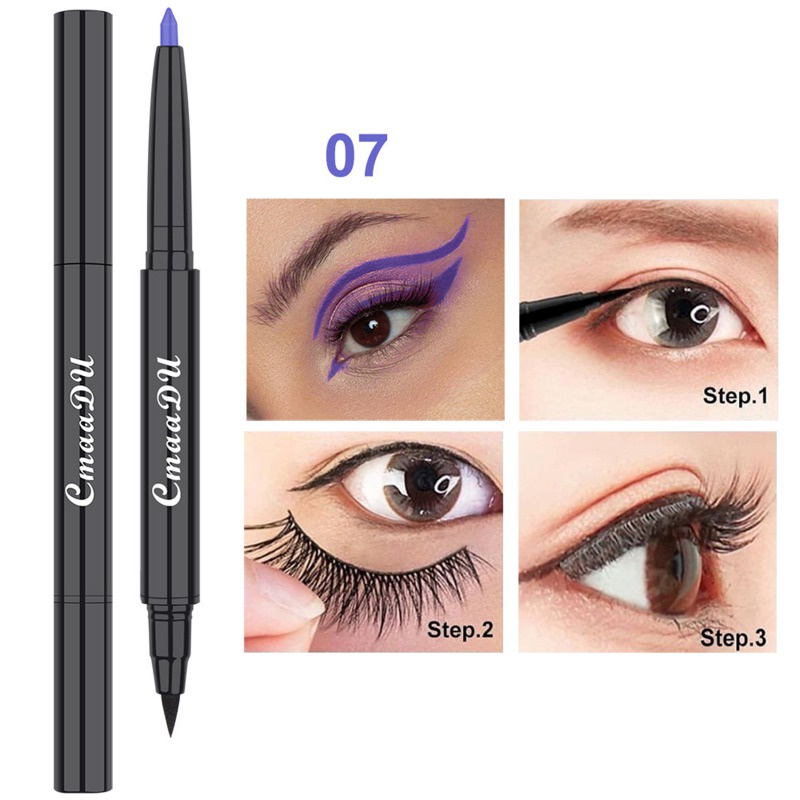 Bút Kẻ Mắt Dạng Lỏng CmaaDu 2 Trong 1 Có Từ Tính Chống Nước Lâu Trôi 18 Màu Tùy Chọn