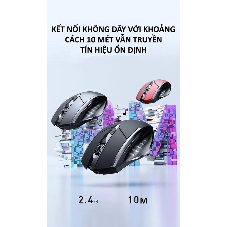 Chuột không dây INPHIC PM6 sử dụng pin sạc kết nối bằng USB 2.4G, Bluetooth 5.0 với nút nhấn silent không tiếng ồn - VL