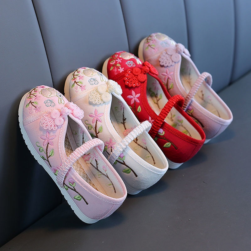 Giày Vải Thêu Thủ Công Phong Cách Dân Tộc Bắc Kinh Cổ Điển Cho Bé Gái