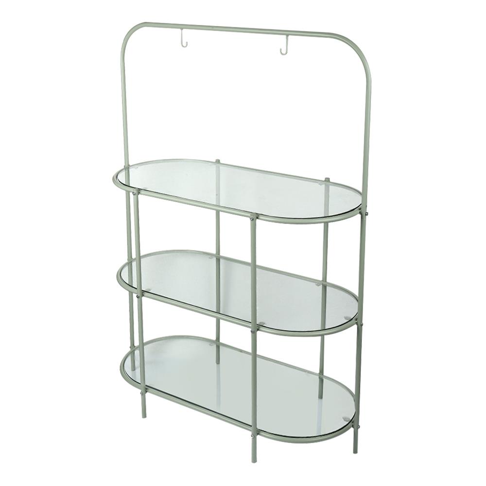 HomeBase FURDINI Bộ kệ bằng thép có kính cường lực W95x130xD45cm màu xanh lá nhạt