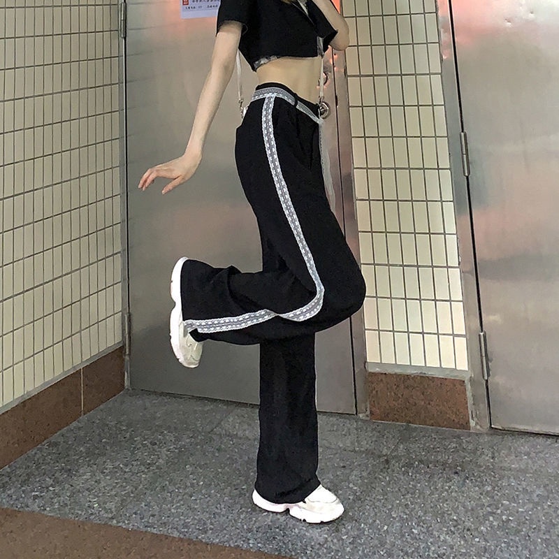 IELGY Quần ống rộng cá tính thời trang Hàn Quốc cho nữ