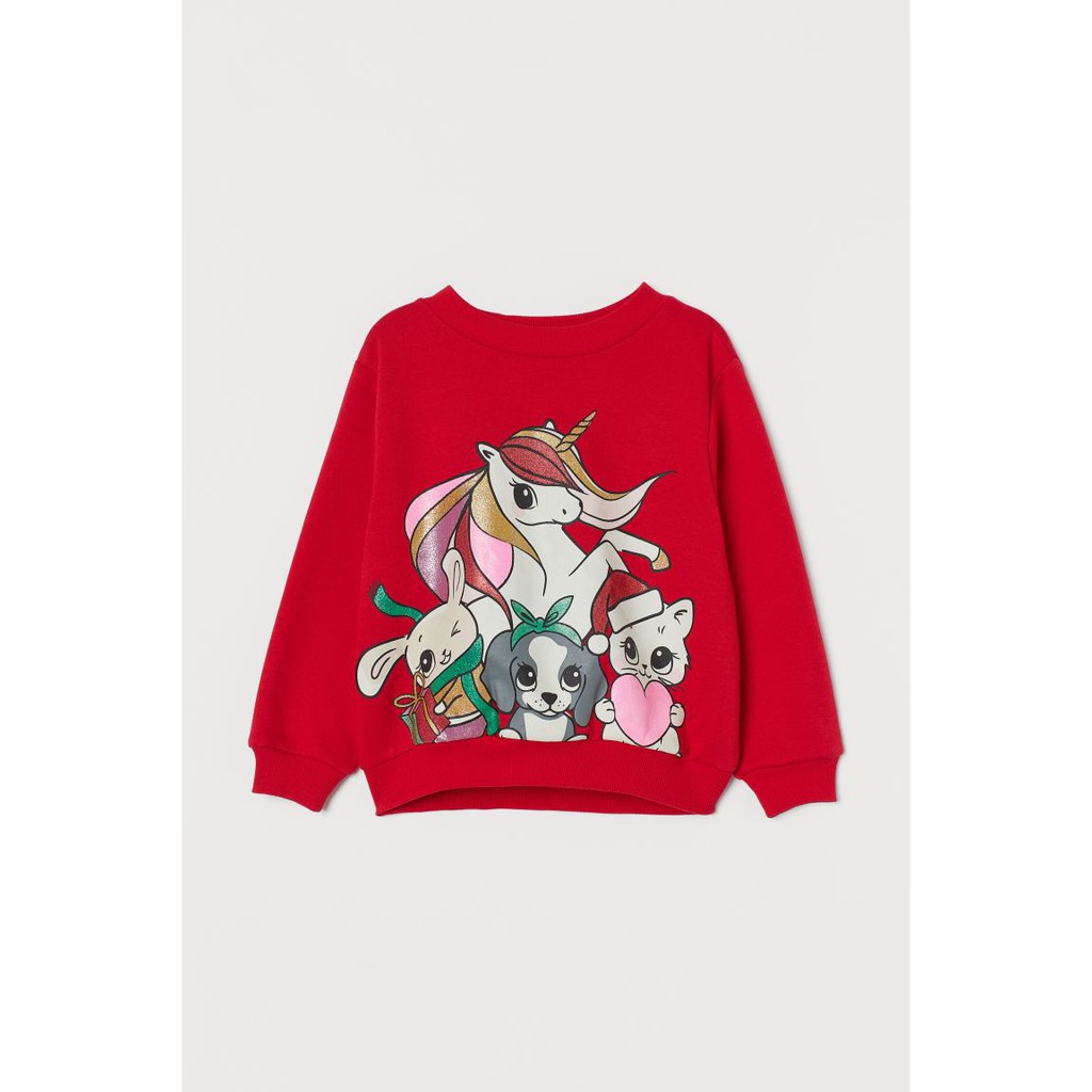 Áo nỉ bông đỏ unicorn HM H&amp;M_hàng chính hãng authentic