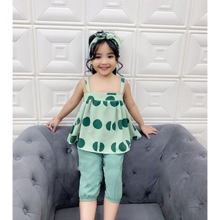 set váy, quần 6 món chấm bi