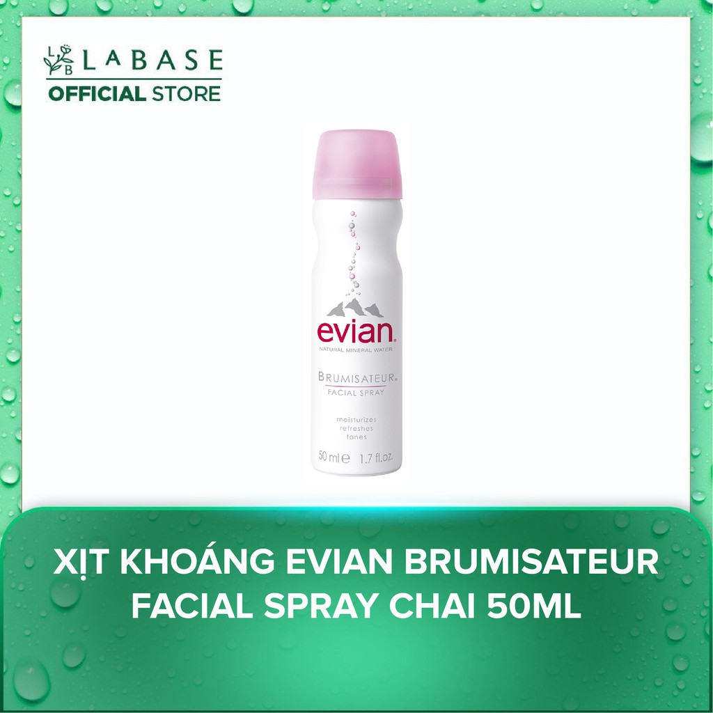 Set Xịt khoáng Evian Brumisateur Facial Spray 4 items (Xịt khoáng 50ml x3 + Túi) [Hàng nhập khẩu chính hãng]