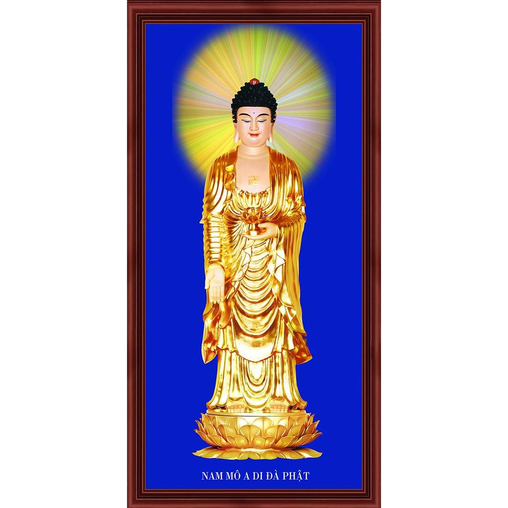 ADIDA -Tranh Phật Adida, phật adida ép gỗ nhiều mẫu, tặng đinh treo tường 30X60 cm