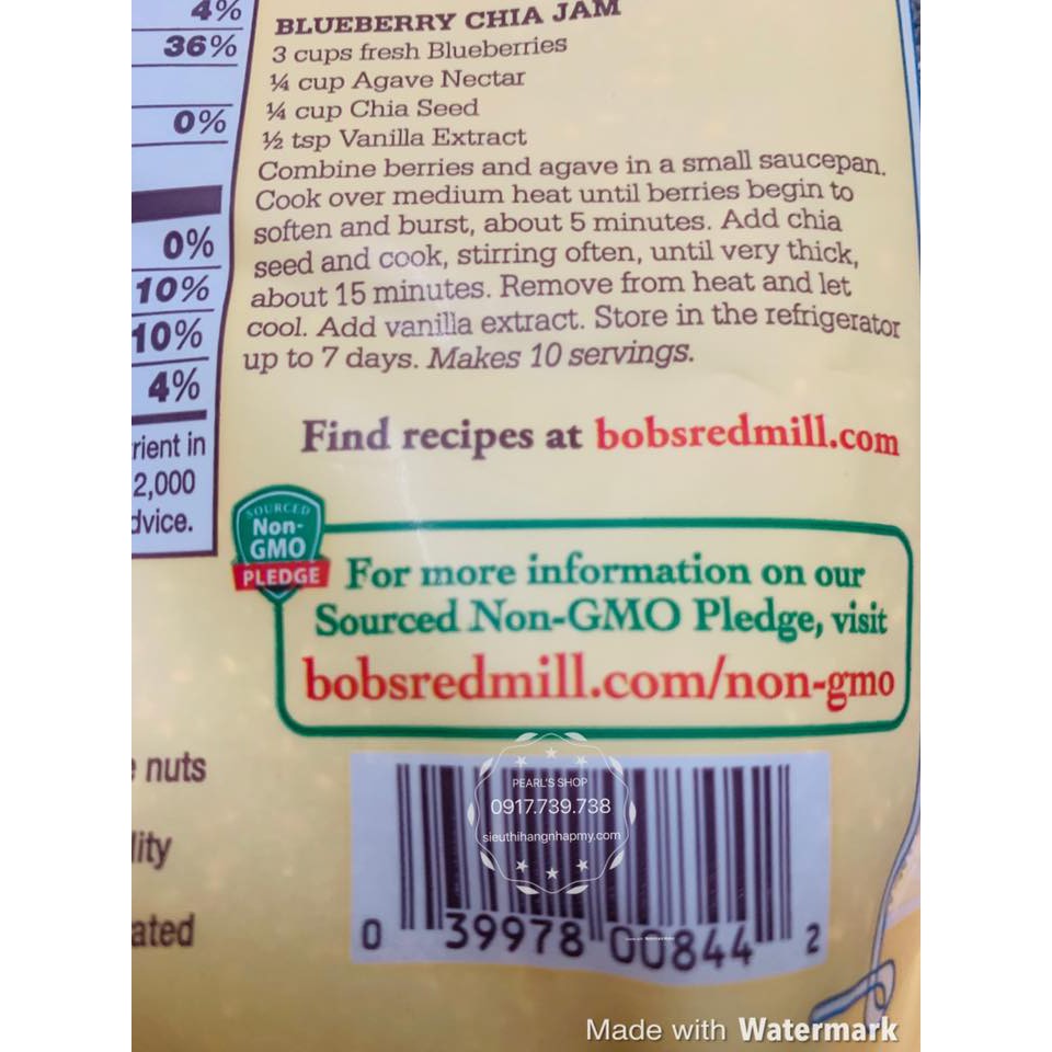 Hạt Chia hữu cơ Bob Red Mill 340g