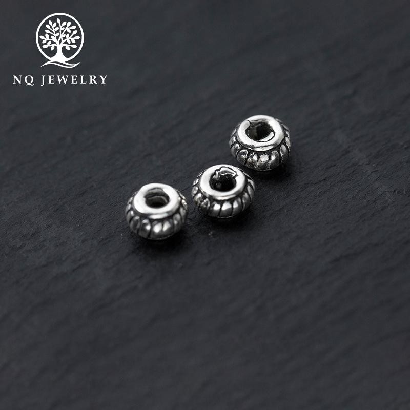 Combo 5 charm bạc chặn hạt họa tiết bánh xe 3*4mm - NQ Jewelry