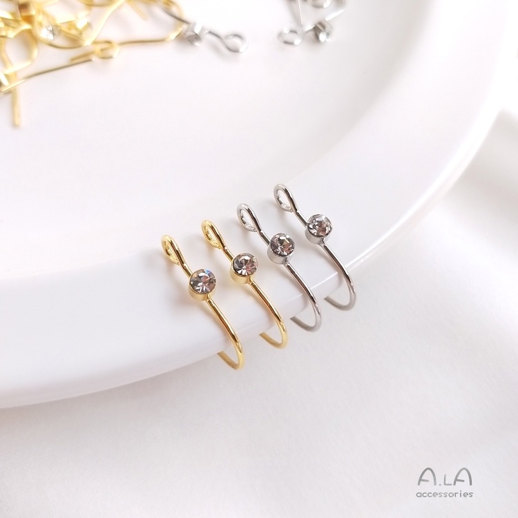 [Little Blu] Bông Tai Mạ Vàng 18K Đính Đá Zircon Kiểu Dáng Đơn Giản Thời Trang diy