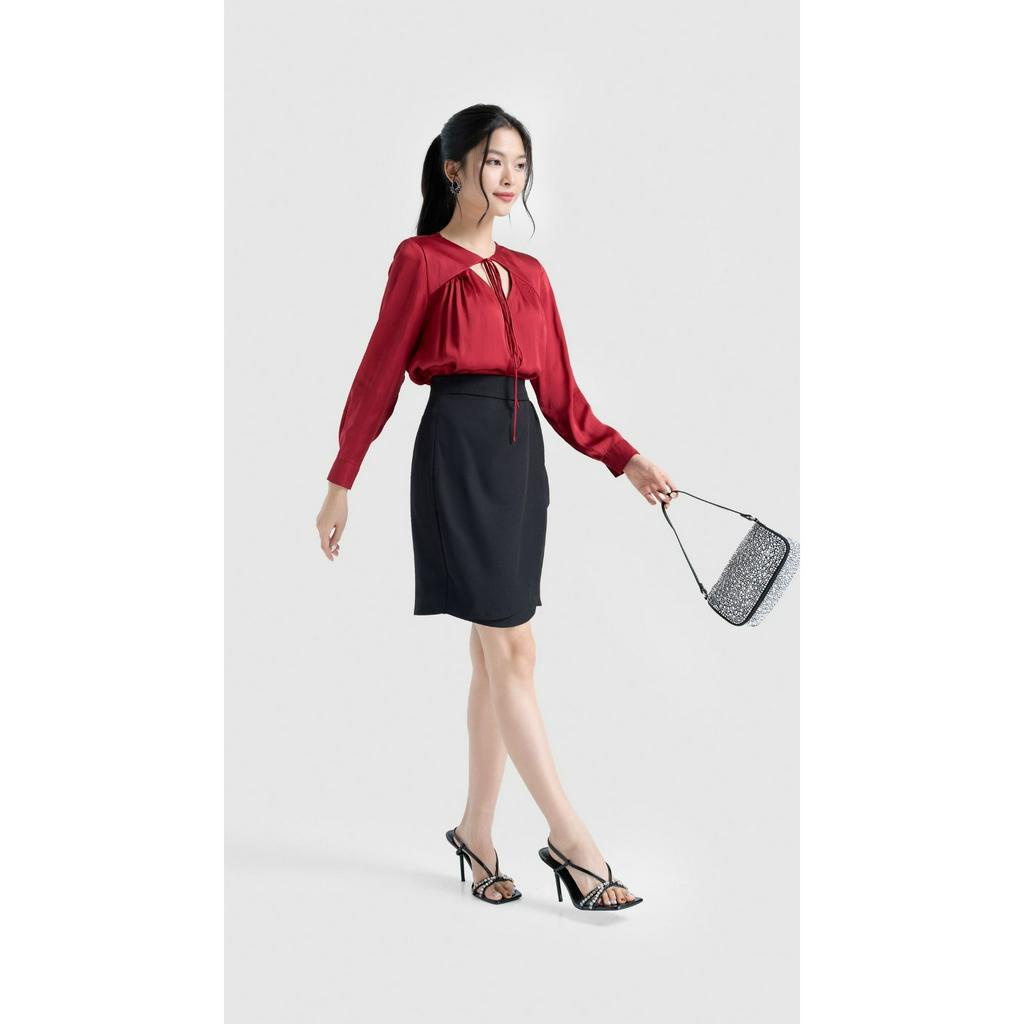 Chân váy mini đắp tà sành điệu, váy công sở Vella Fashion VV23005