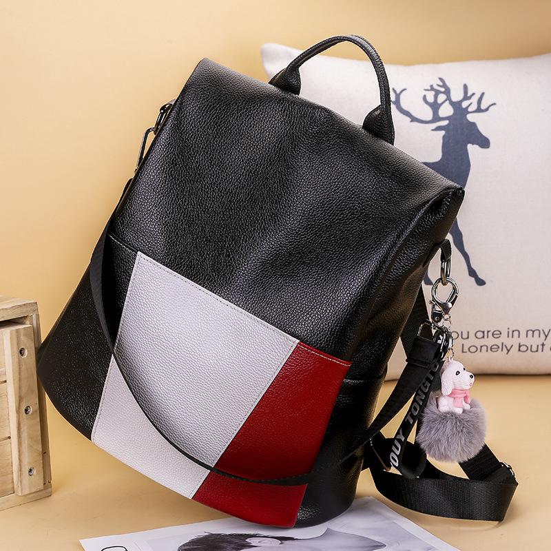 Backpack Korean soft leather ladies bag fashion all-match travel bag anti-theft backpack