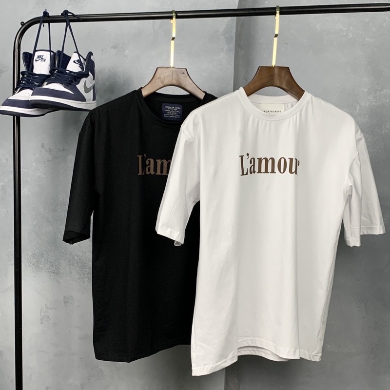 Áo thun nam nữ áo phông tee unisex in chữ L'amour 2 màu đen và trắng | BigBuy360 - bigbuy360.vn