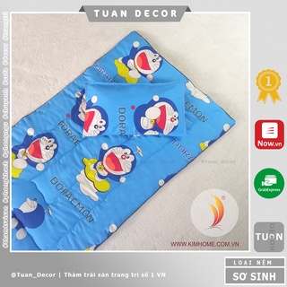 Bộ Nệm Gối cho bé đi học mẫu giáo vải Cotton Thắng Lợi màu Xanh Doraemon Size 75x150cm | KIM HOME chính hãng