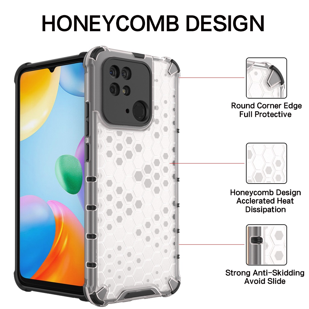 Ốp Điện Thoại Nhựa Cứng Trong Suốt Chống Sốc Họa Tiết Tổ Ong Cho Redmi 10C 9A 9C NFC 9i 8A 7A