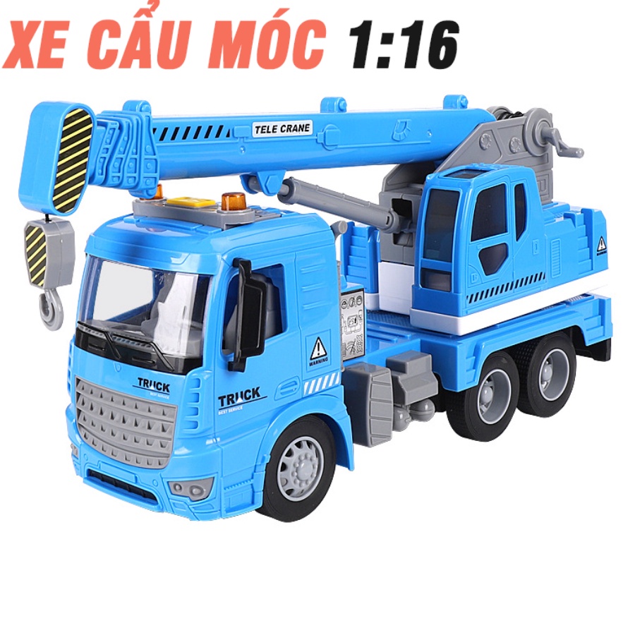Xe cẩu móc đồ chơi trẻ em mô hình tỉ lệ 1:16 bằng nhựa ABS có âm thanh và đèn