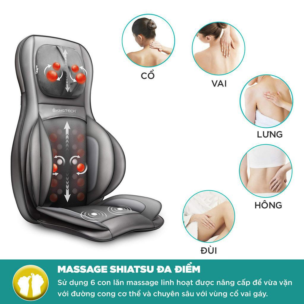 Đệm Massage Cao Cấp KINGTECH KC 700 - Matxa Lưng, Cổ Vai Gáy, Rung Đệm Mông, Túi Khí Kết Hợp Nhiệt Hồng Ngoại