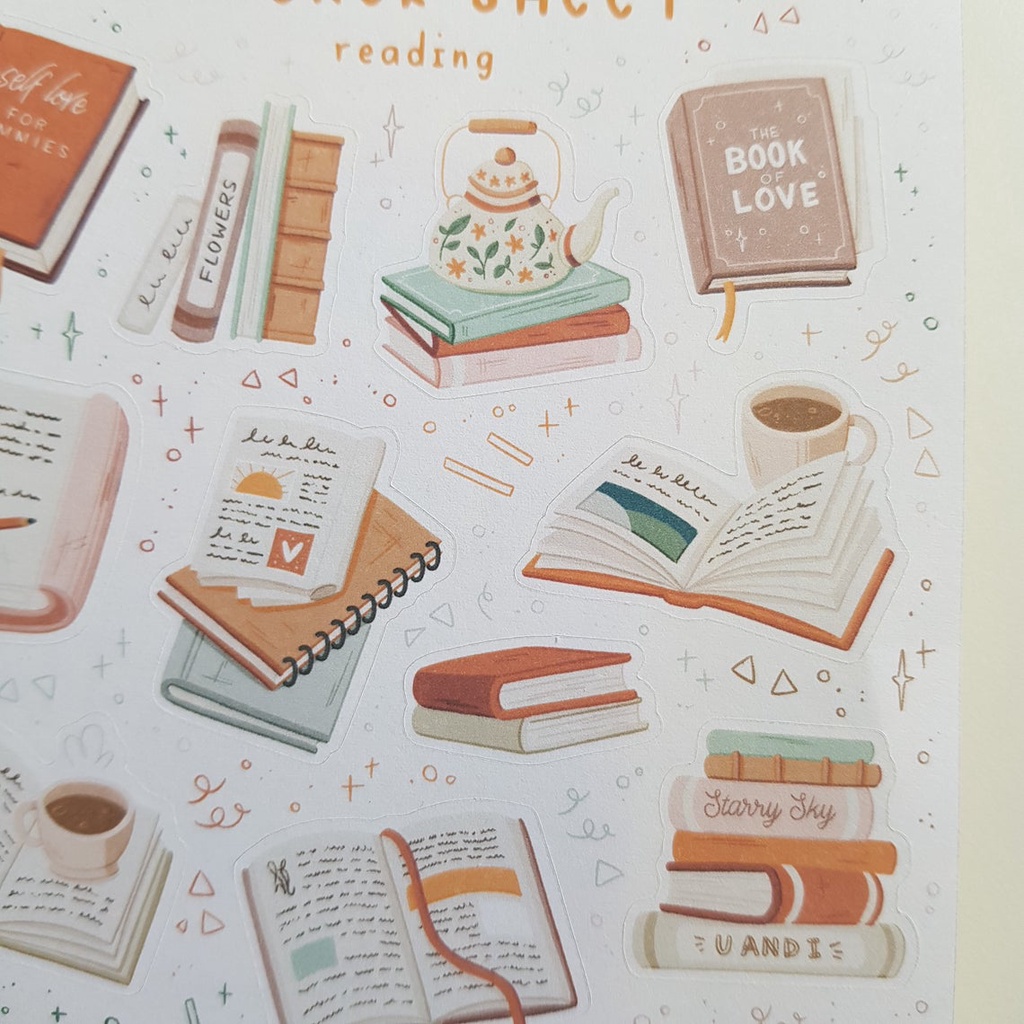 Sticker Sheet Chủ Đề Sách: Book Lover - Chuyên dán sổ | Bullet Journal Stickers,  Scrapbook Stickers, Work Sticker