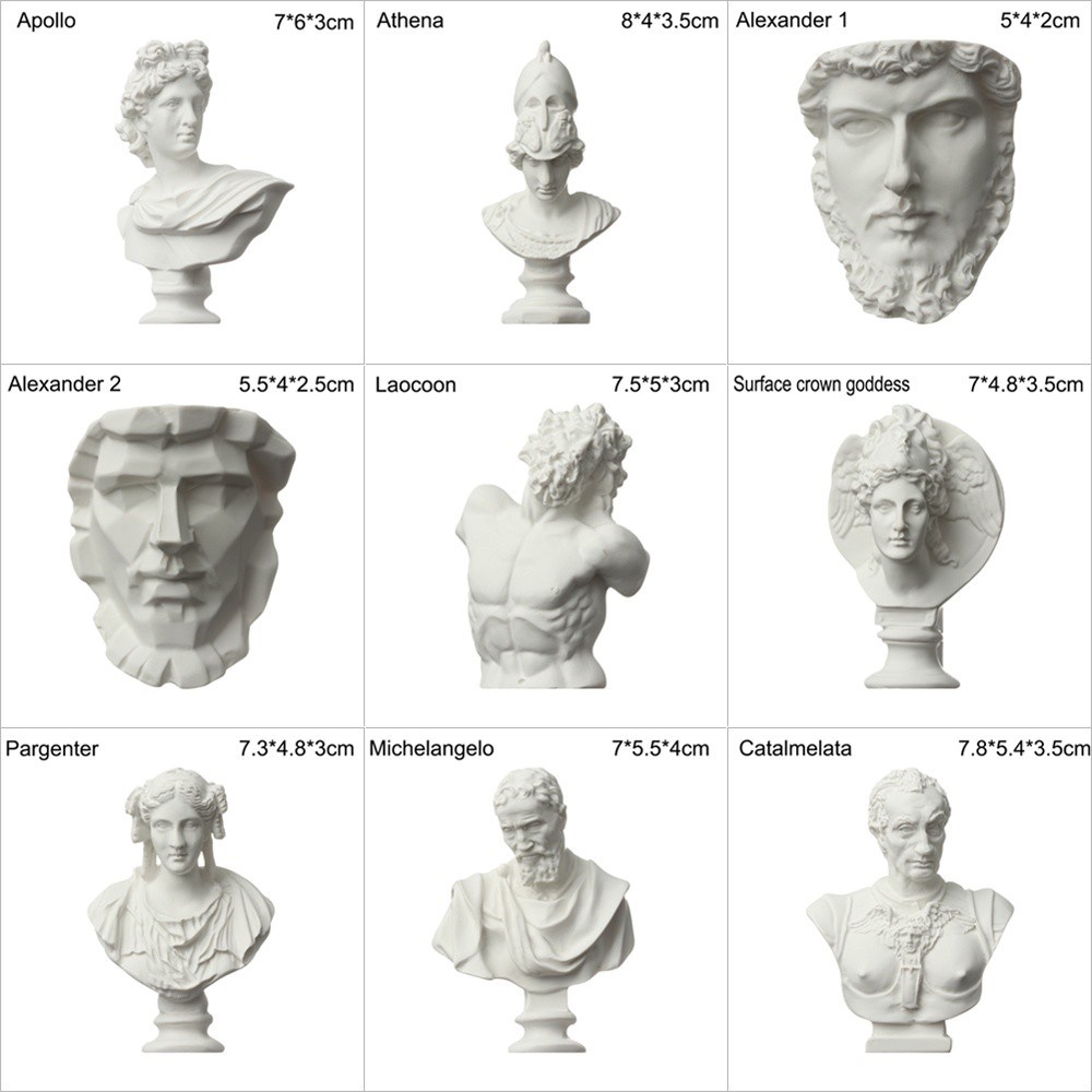 CACTU Crafts Gypsum Bust Portraits Desktop Ornament Famous Sculpture Plaster Statue Celebrities Home Decor Nordic Drawing Practice Mini Figurine Greek Mythology