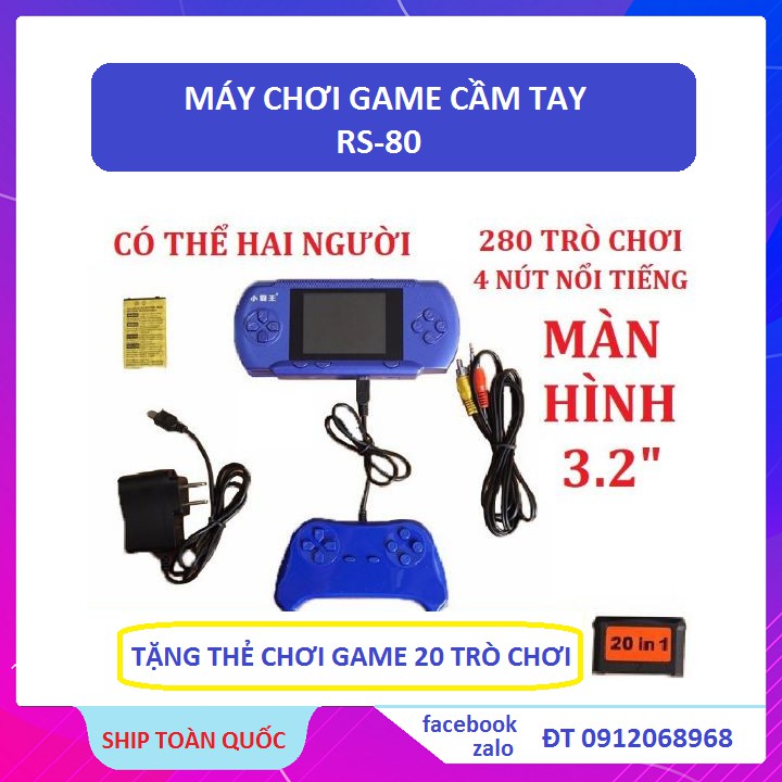 Máy Chơi Game Cầm Tay RS-80 Với 280 Trò Chơi-Tặng Kèm Thẻ Chơi Game 20 In 1