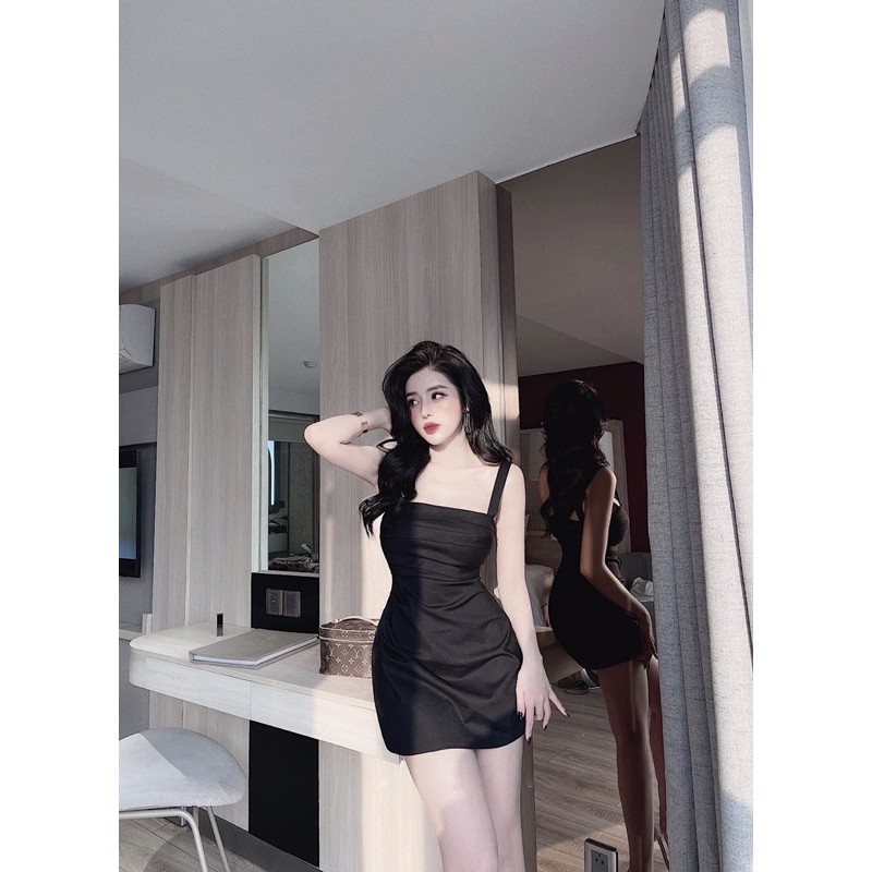 V779 Váy Kaki 2 Dây Dập Ly Trước Ngực Sang Chảnh , Đầm Hotgirl Dáng Ngắn Có Quần Lót Trong | BigBuy360 - bigbuy360.vn