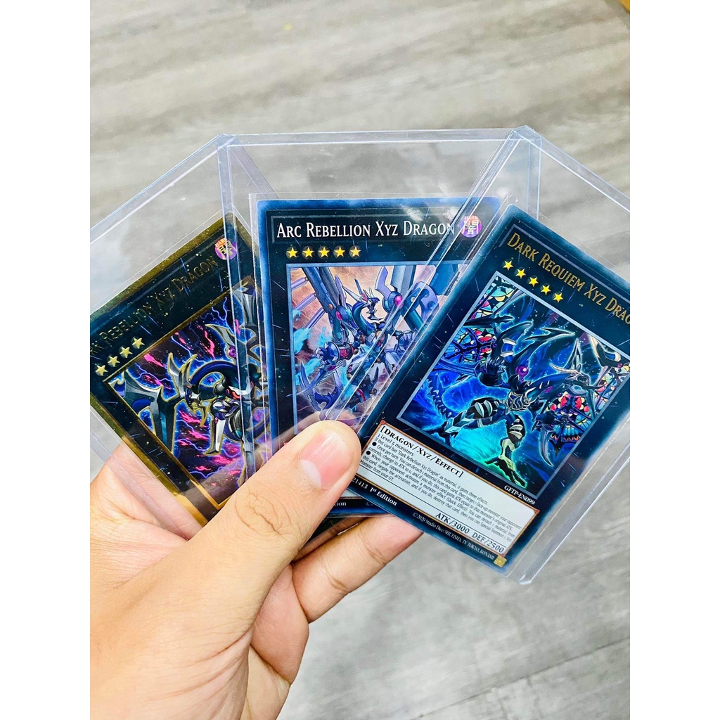 Lá bài thẻ bài Yugioh Combo Dark Requiem Arc Rebellion Xyz Dragon - Premium Gold Rare - Tặng bọc bài nhựa bảo quản