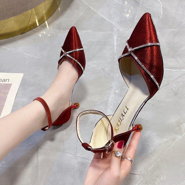 ☞☬﹊Single shoes women s spring 2021 new fashion all-match Korean style daily pointed toe stiletto net red temperament high heels trend