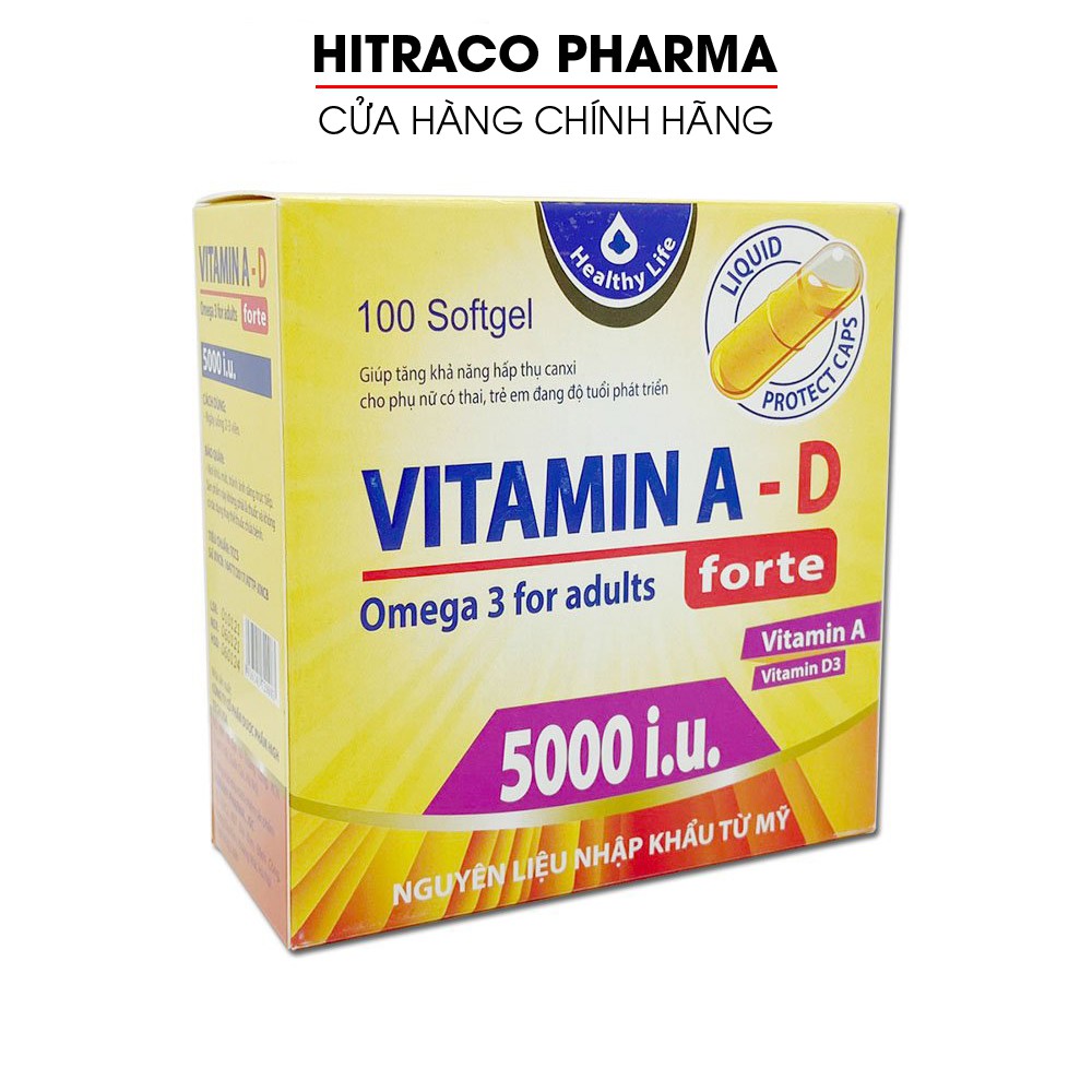 Viên uống Vitamin A D, Omega 3 tăng sức khỏe, khỏe mắt, đẹp da - Hộp 100 viên [Vitamin A D]