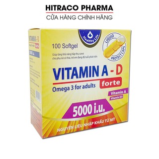 Viên uống Vitamin A D, Omega 3 tăng sức khỏe, khỏe mắt, đẹp da - Hộp 100 viên [Vitamin A D]