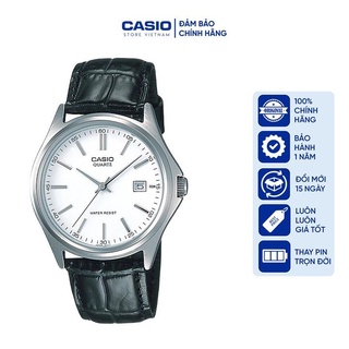 Đồng hồ nam casio mtp-1183e-7adf, đồng hồ chính hãng, dây đen mặt trắng