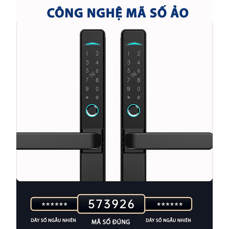 Khóa vân tay cửa nhôm Xingfa thông minh L101 dùng app TTLOCK - Phù hợp cửa nhôm XINGFA và cửa gỗ - BH 12 tháng