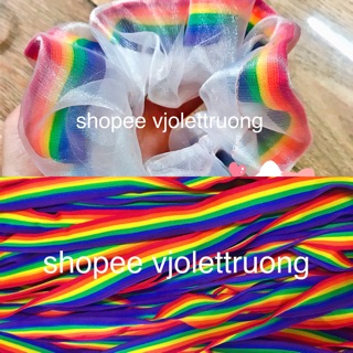 Thun sắc cầu vồng may scrunchies- thun nhiều màu