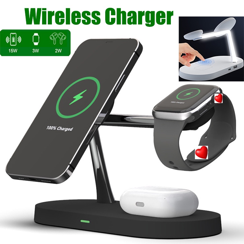 Đế Sạc Nhanh Không Dây Có Nam Châm Cho Điện Thoại Iphone / Đồng Hồ Thông Minh / Samsung Đứng