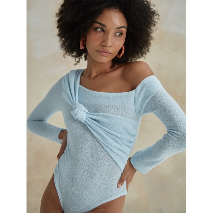 COCO SIN - Áo Xanh Tay Dài Twist Nơ