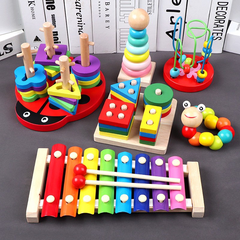 [Đồ chơi gỗ] Combo 6 món đồ chơi bằng gỗ thông minh phát triển tư duy cho bé Master Kids