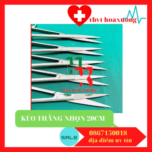 [Hàng Cao Cấp Parkistan] Kéo Y Tế Thẳng Nhọn 2 đầu 20cm - Kéo Cắt Chỉ