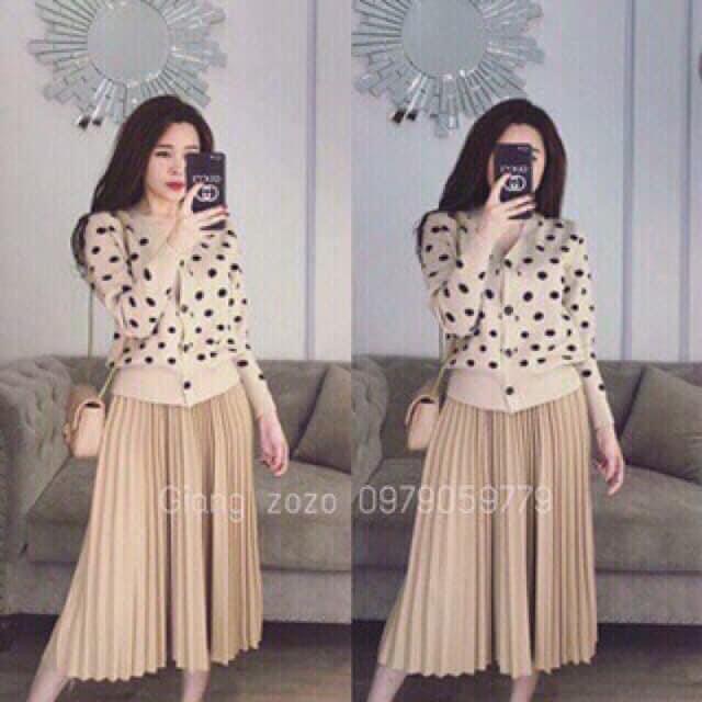 Chân váy Midi xếp ly