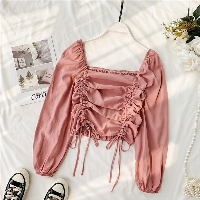 [HCM] Áo kiểu nữ, áo nữ dây rút cổ vuông nhiều màu đủ size S M L HCM SKUA-35