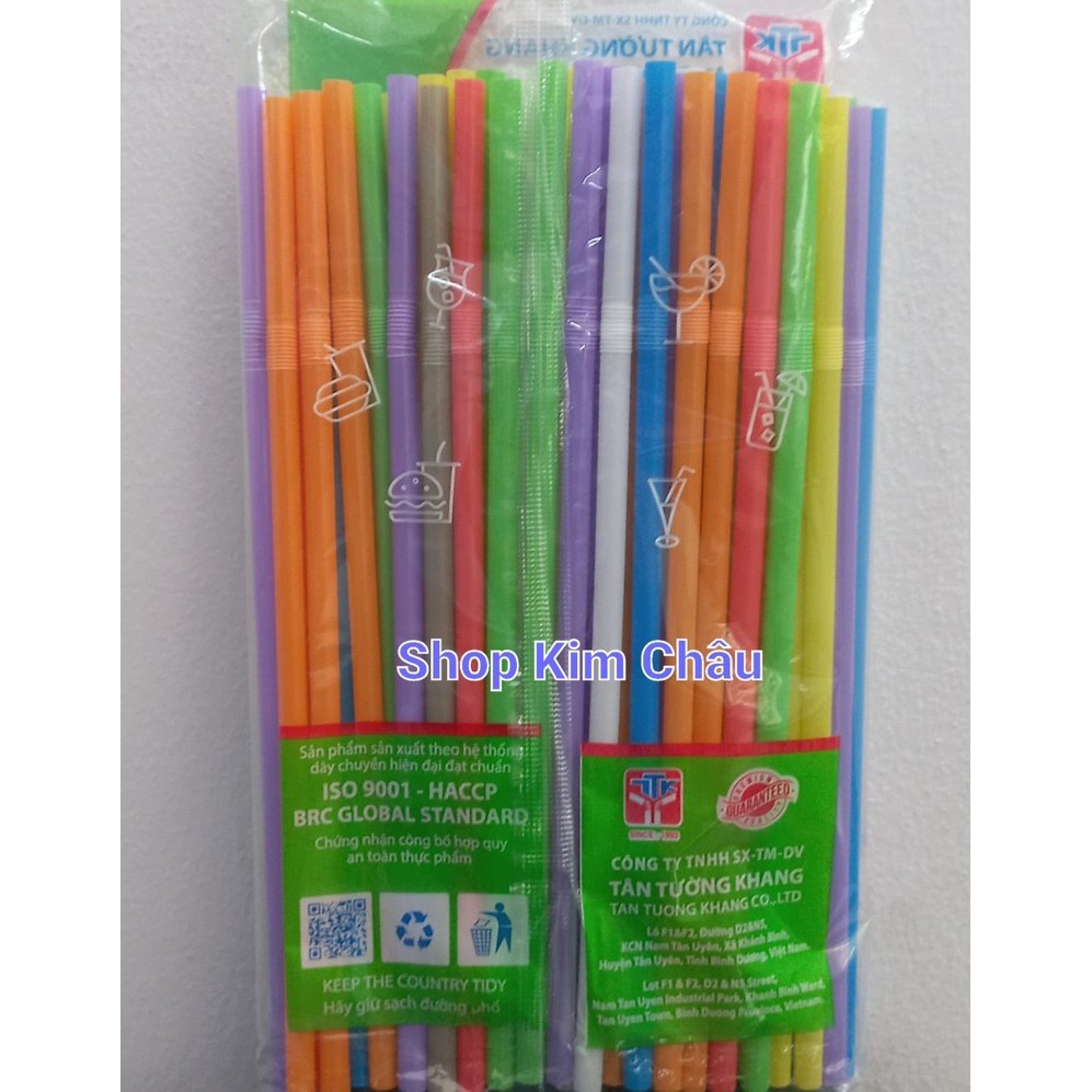 Ống hút cong nhiều màu phi 6 - 1 bịch 80 cây