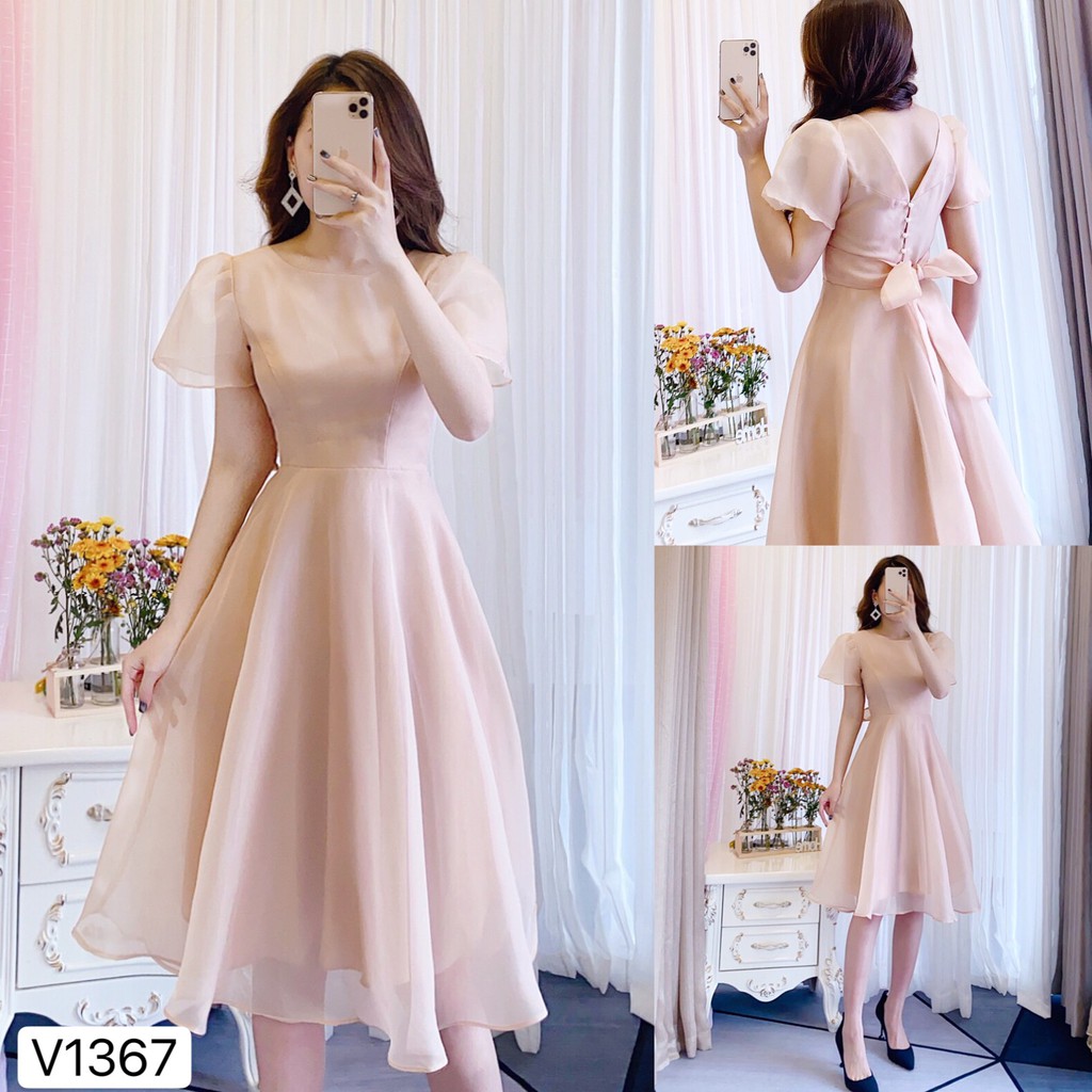 Váy be xòe thắt nơ lưng V1367 - Đẹp Shop DVC (Kèm ảnh thật trải sàn do shop tự chụp)